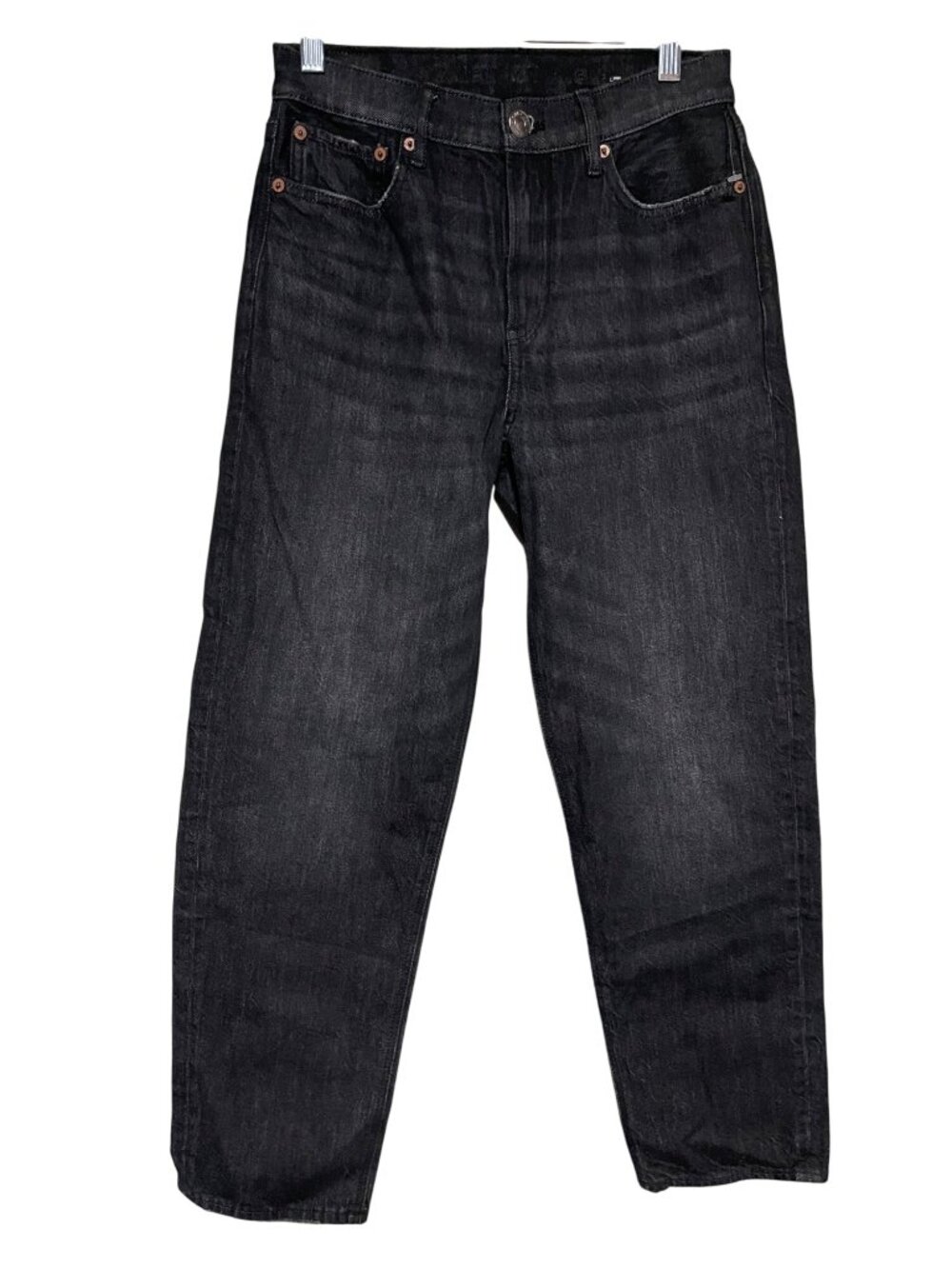 American Eagle Black High Waisted Mom Jeans Size 2 Regular Tapered Leg Everyday